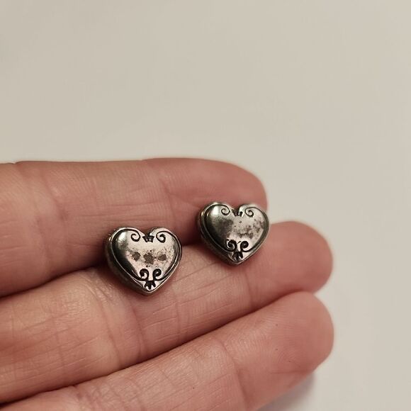 Sterling Silver Heart Stud Earrings - Picture 1 of 4